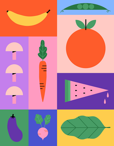 Fruit & Veggie Print design graphic design illustration