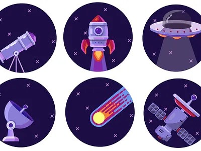 Galactic Glyphs: A Celestial Space Icon Collection art branding design flat flat art graphic design illustration logo minimal ui vector