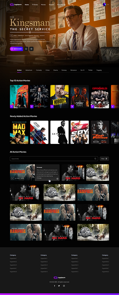 Movie Streaming black dark mode graphic design movies stream streaming website tv series tv shows ui ux web design