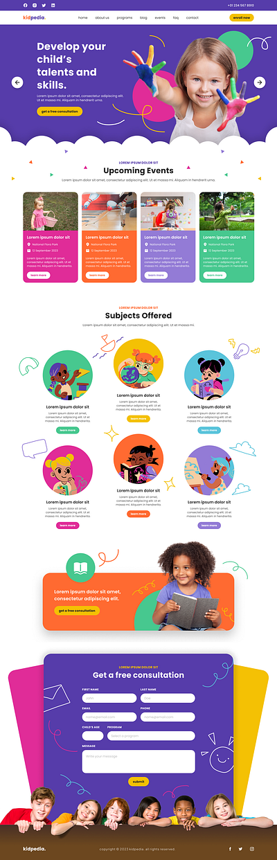 Colorful Education circles clean colorful cute doodle education graphic design illustration kindergarten preschool rainbow school ui ux web design