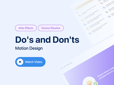 Do's and Don'ts Animation - After Effects animation motion graphics ui