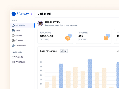 R-ventory - An Inventory Management Dashboard card chart crm dashboard e commerce expense hrm inventory management saas sales