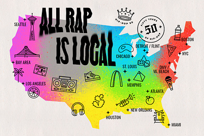 Hip-hop 50: All rap is local america hip hop icons local map npr rap united states usa warped