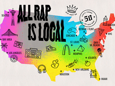 Hip-hop 50: All rap is local america hip hop icons local map npr rap united states usa warped