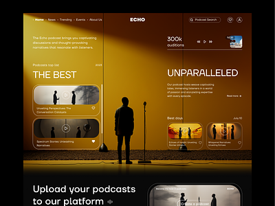 Podcasts Landing Page 3d audio audition best design clean episode landing page live streaning modern design music player podcast podcasting recording spotify streaming platform streaming website talk ui ux webflow