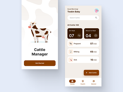 Cattle Manager - App to manage a dairy farm figma