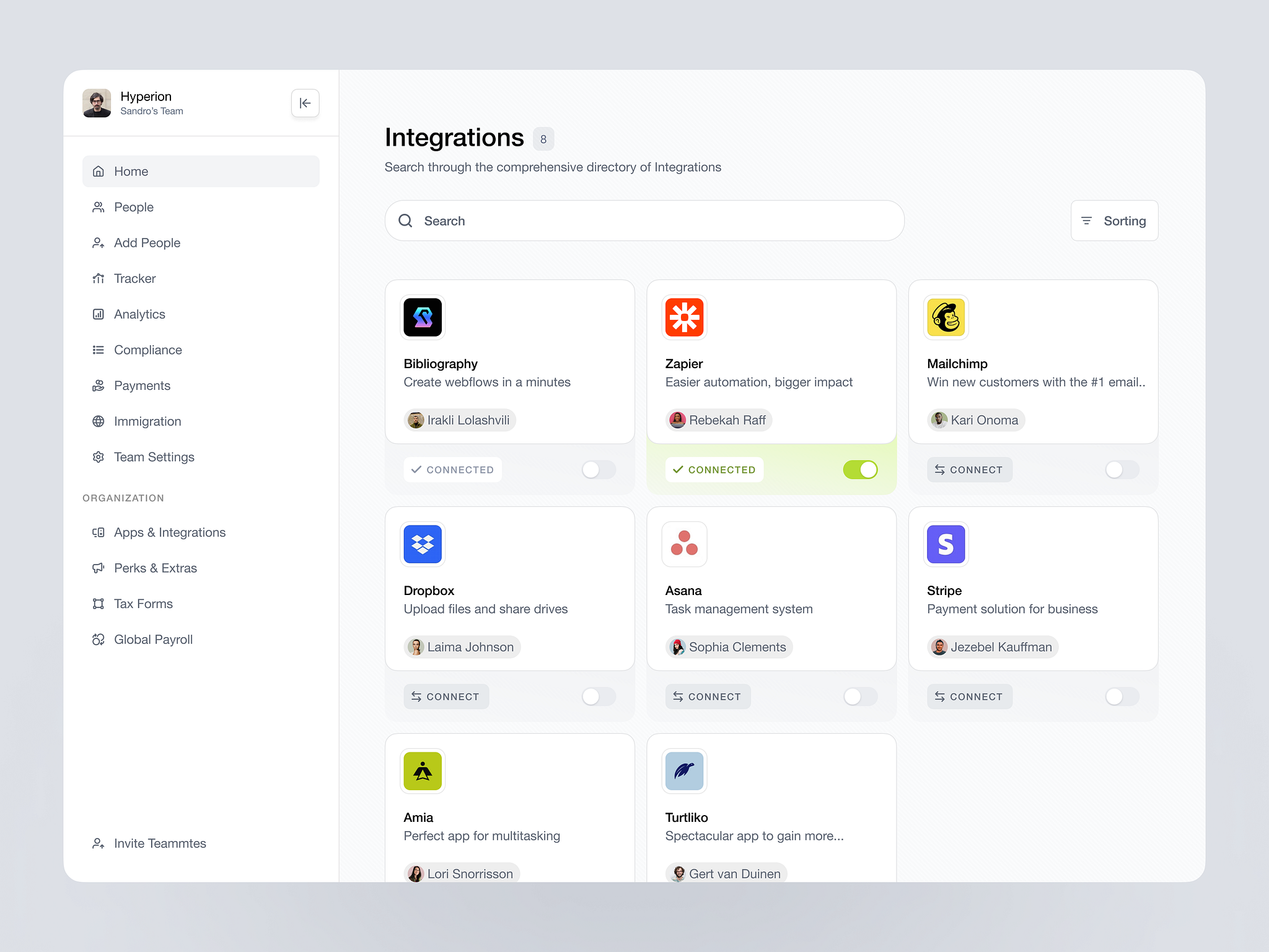 Integrations by Sandro Tavartkiladze on Dribbble