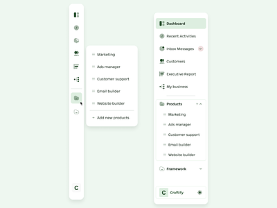 Sidebar menu for SaaS business figma green navigation product design saas sidebar sidebar menu ui design ux design
