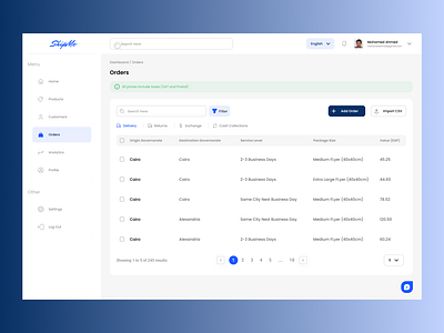 Admin Panel - Shipping Website admin app dashboard data delivery design items menu mobile orders panel product ship shipping typography ui uiux ux web website