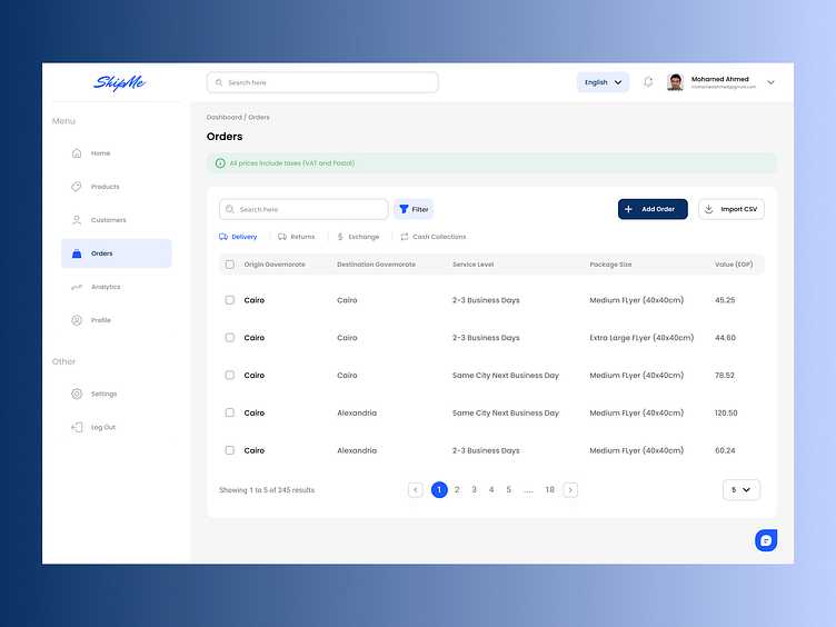 Admin Panel - Shipping Website by Mahmoud Omar on Dribbble