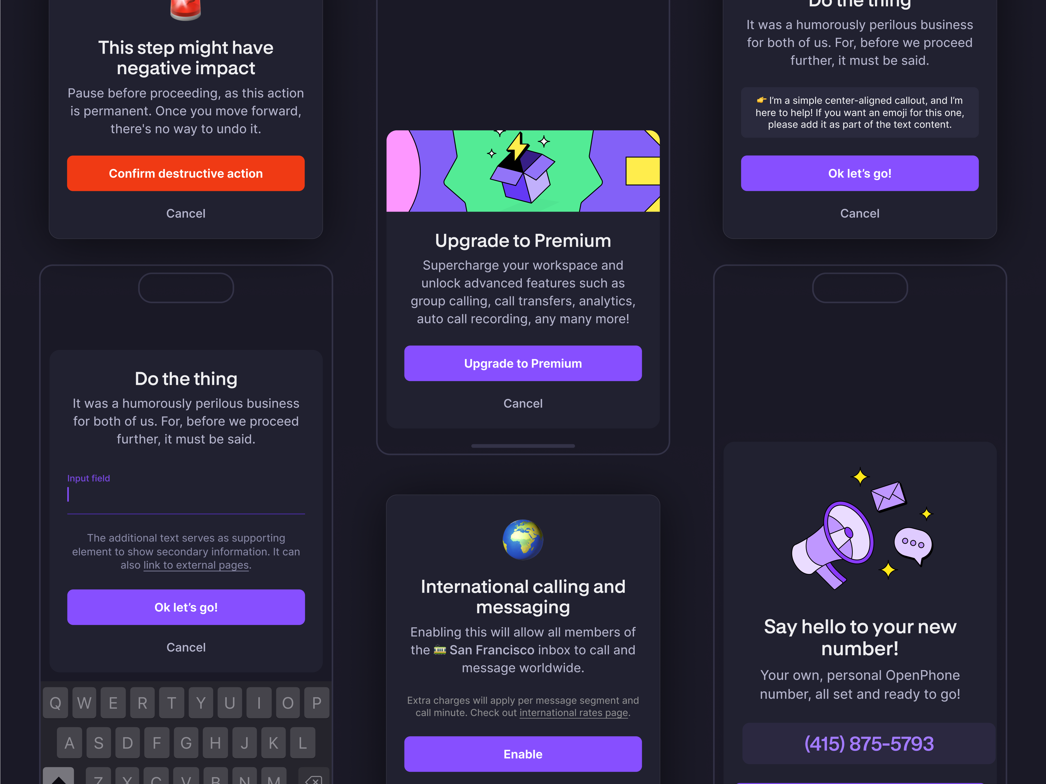 Example of Mobile modal component