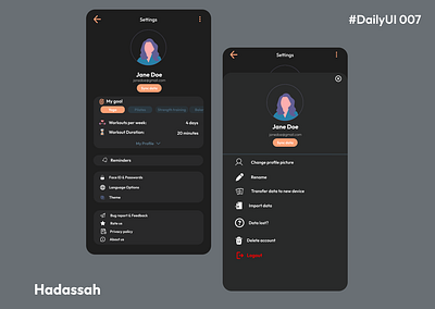 Daily ui 007- settings for a workout app