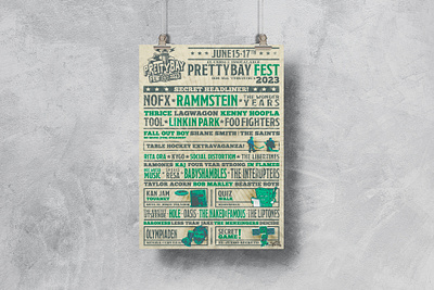 PrettyBay Fest '23 Official Poster design graphic design illustration kozmo music festival poster