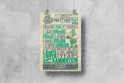 PrettyBay Fest '23 Schedules design graphic design illustration kozmo music festival poster