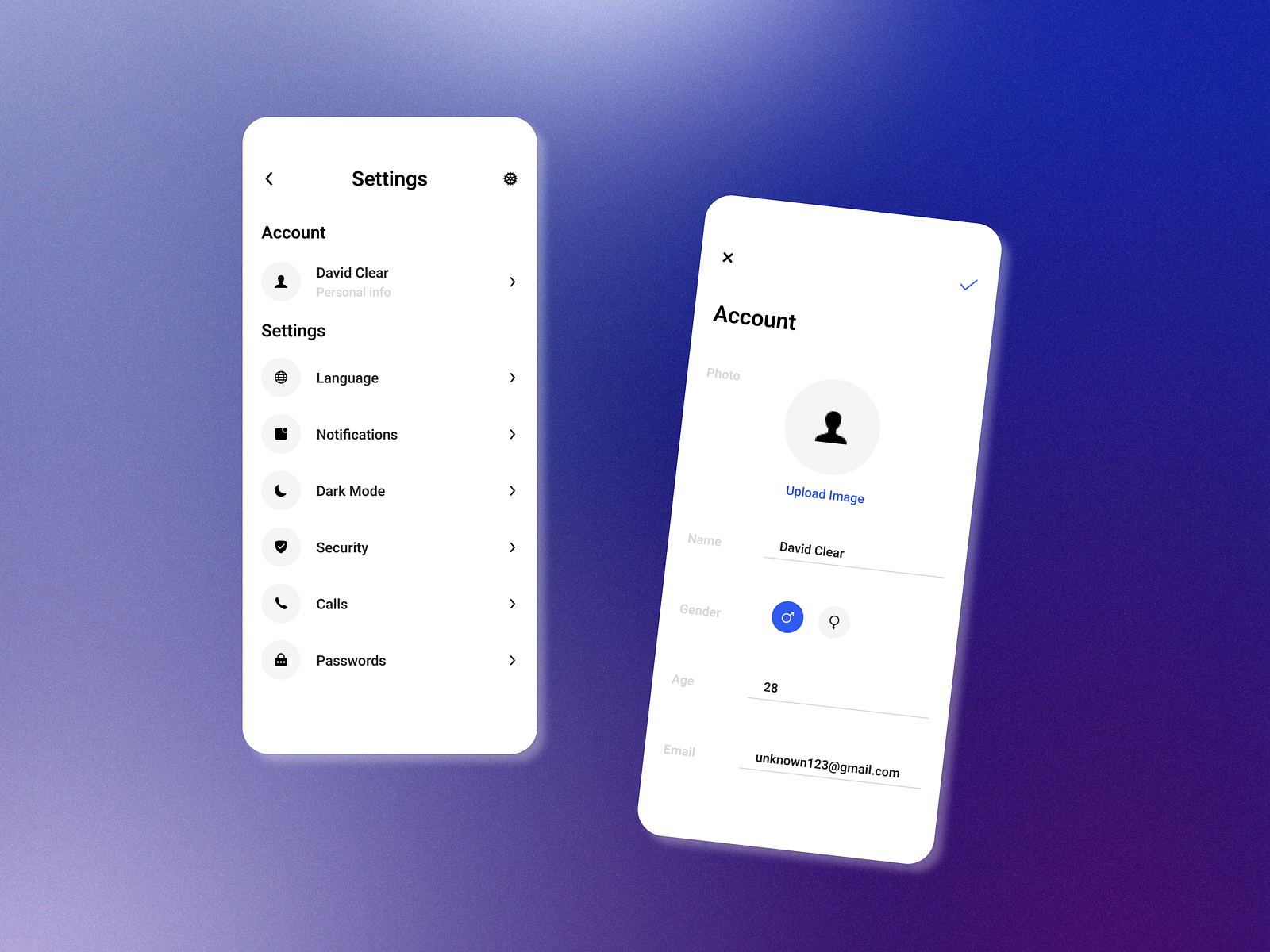 Account Settings Menu UI by Hammad.ui on Dribbble