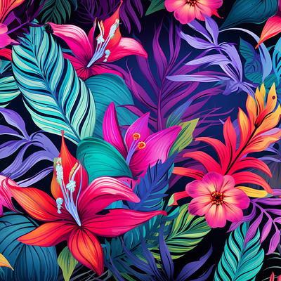 Tropical Vibes Background Pattern graphic design illustration pattern tropical vibrant