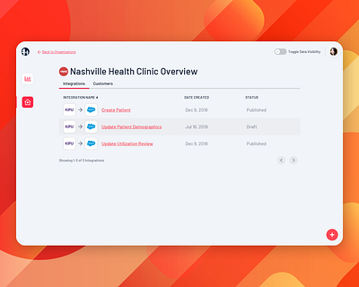 Healthcare IPaaS Concept admin dashboard healthcare integration web app