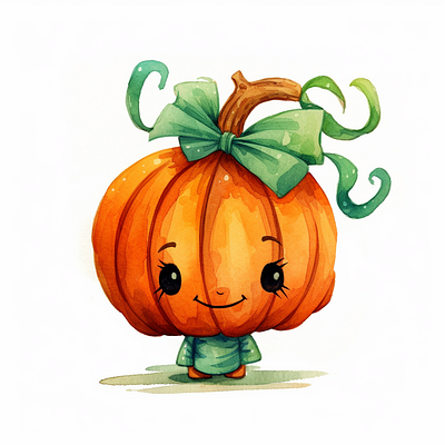 Pumpkin Cuties in Watercolor characters graphic design illustration kid friendly watercolor whimsical