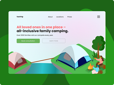 Daily UI #003 – Landing Page (Travel thematic) camping dailyui design figma lending tent travel ui ux web webdesign