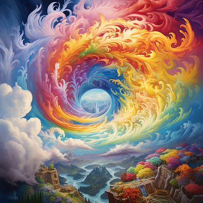 Fantasy World Vortex abstract landscape character environment fantasy role play graphic design illustration rainbow role playing