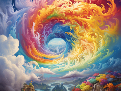 Fantasy World Vortex abstract landscape character environment fantasy role play graphic design illustration rainbow role playing