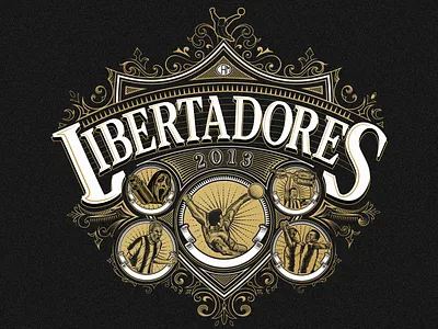 Libertadores | Atlético MG badge coat of arms crosshatching engraving etching football vector woodcut