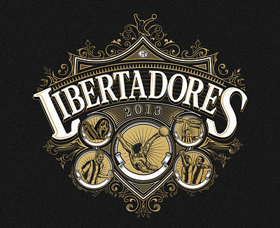 Libertadores | Atlético MG badge coat of arms crosshatching engraving etching football vector woodcut