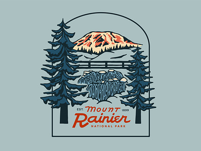 Mount Rainier T-Shirt badge design mount rainier mountains trees tshirt typography