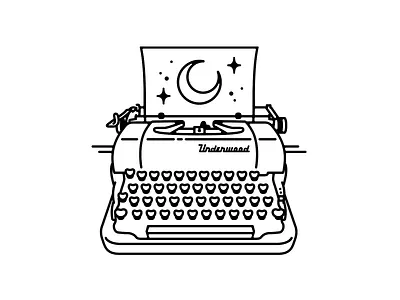 Linda Luna illustration luna moon tattoo typewriter