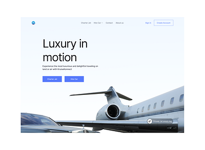 Hero section for aviation company design landingpage uidesign website