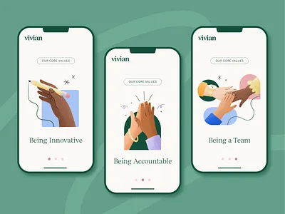 Custom illustrations for Vivian Health brand values branding figma graphic design illustration illustrator ui