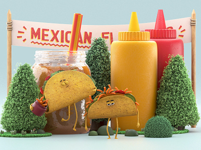 Mexican tacos 3d 3dmax animation art blender c4d cinema4d design food graphic design illustration maya mexico motion motion graphics render tacos