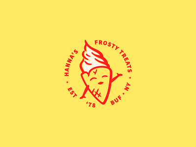 Hanna's Frosty Treats Logo Badge badge branding character custom type design graphic design ice cream illustration logo mascot rebrand retro typography vector