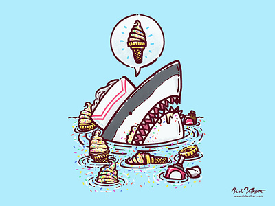 Ice Cream Cone Shark ice cream ice cream cone ice cream man illustration shark shark week sprinkles summer