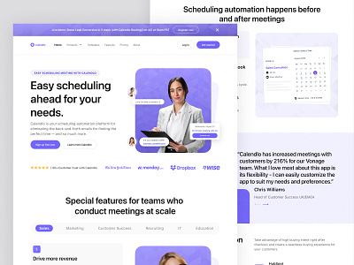 Calendlo - Calendar / Booking System Landingpage appointment booking booking app booking system calendar calendar booking calendly calendly alternative component date date picker event meet meeting saas schedule soft color timetable websites widget