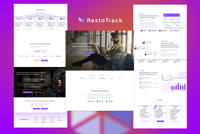 Landing page (RestoTrack) Saas Product. abstractart branding dailyui design designinspiration figma graphic design illustration landing page logo minimalism saas ui