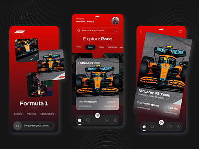 Formula 1 App Redesign Challenge app design branding car challenge design design 2023 formula 1 formula 1 app graphic design popular race app racing redesign ui ui app ui design uiux