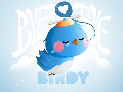 Bye Bye Birdy animal bird blue bird character design cute farewell illustration kawaii mascot twitter vector