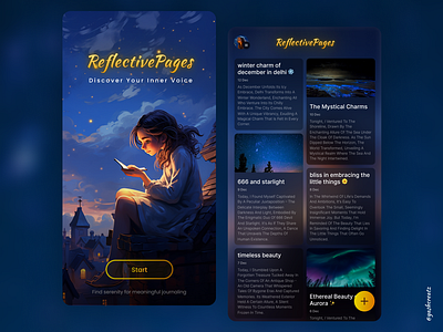 Reflective Pages: A Personal Journal App UI alone asmr clean dark mode journal journal app minimalist night ui ui design