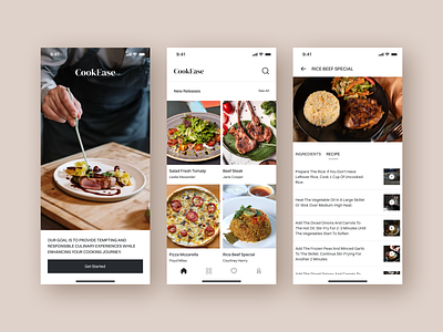 CookEase - Cooking App apps clean ui cooking design food food and beverage minimalist mobile mobile apps popular product design simple trending ui ui apps uidesign uiux user interface ux web