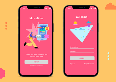 MovieBites app branding cinema dailyui001 design graphic design illustration login logo signup typography ui uiux ux vector