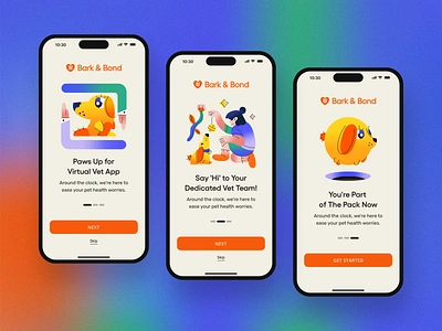 Bark & Bond - Virtual Vet App app cats colors dogs mobile app mobile design pet pet app pet care ui uiux user interface vet vet app vet mobile design veterinarian veterinary