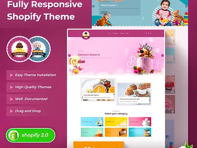 Cakenest - Kids Shop Responsive Shopify 2.0 Theme css3 design html5 responsive design shopify shopify theme web design