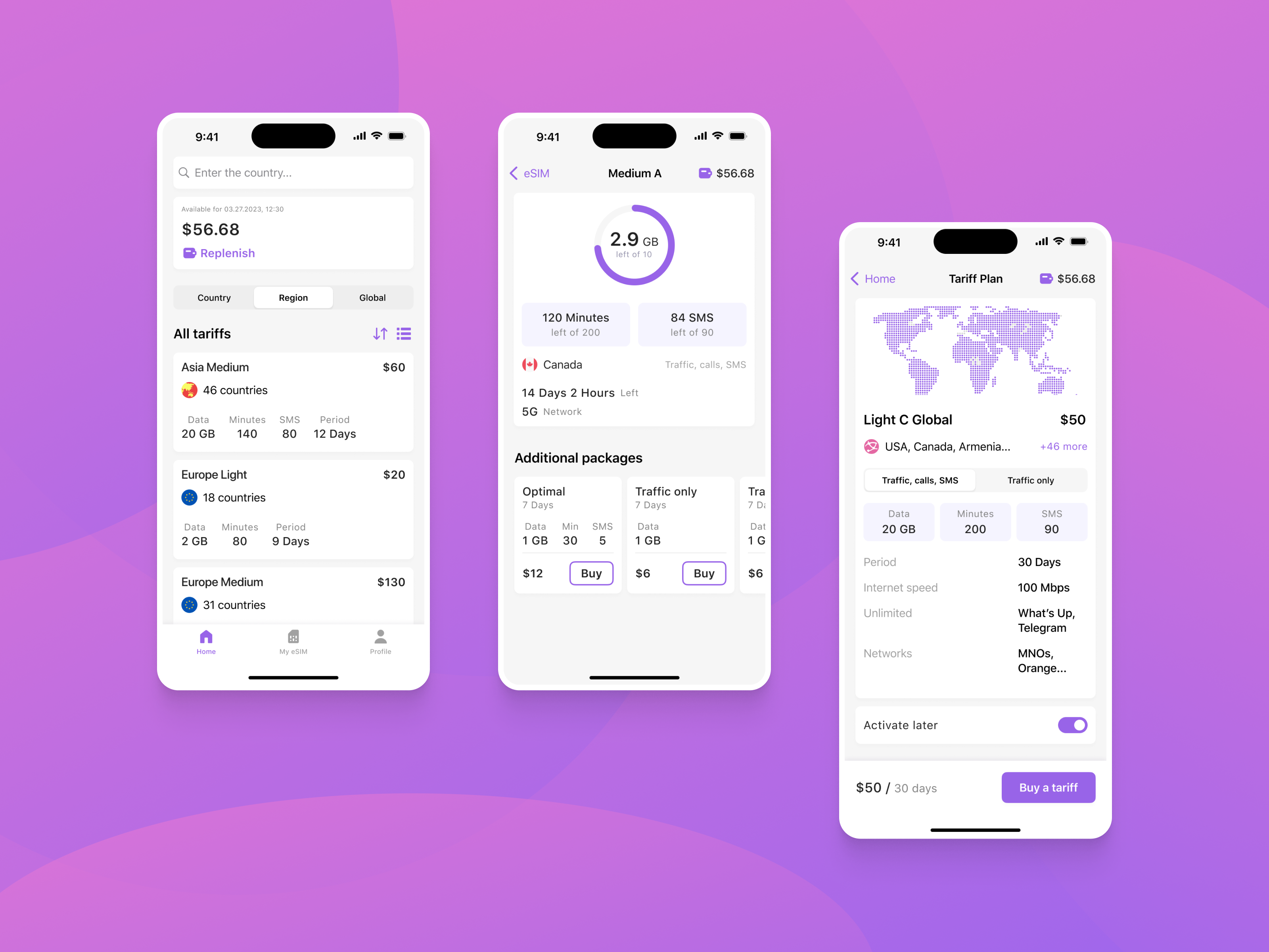 eSIM app app application clean design esim interface ios mobile sim ui ux uxui