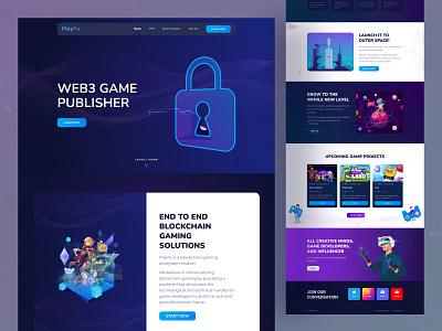 PlayFix - Blockchain Gaming Solutions blockchain galaxy games gaming gaming project gaming solution gaming web landing page modern design play play to earn space uidesign uiux web3 web3 solutions website design