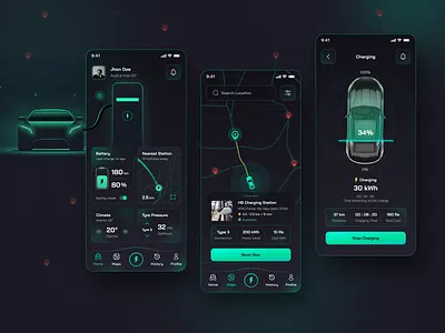 Smart EV charging app animation app automobile branding car charger dashboard design electric vehicle ev graphic design illustration logo route smart charge tesla ui ux vector