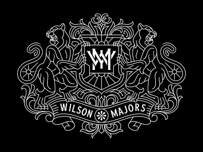 Wilson Majors - Family Crest Option 2 branding company crest design family crest floral geometric graphic design illustration line lineart logo logo design minimal modern monogram monoline panther simple vintage