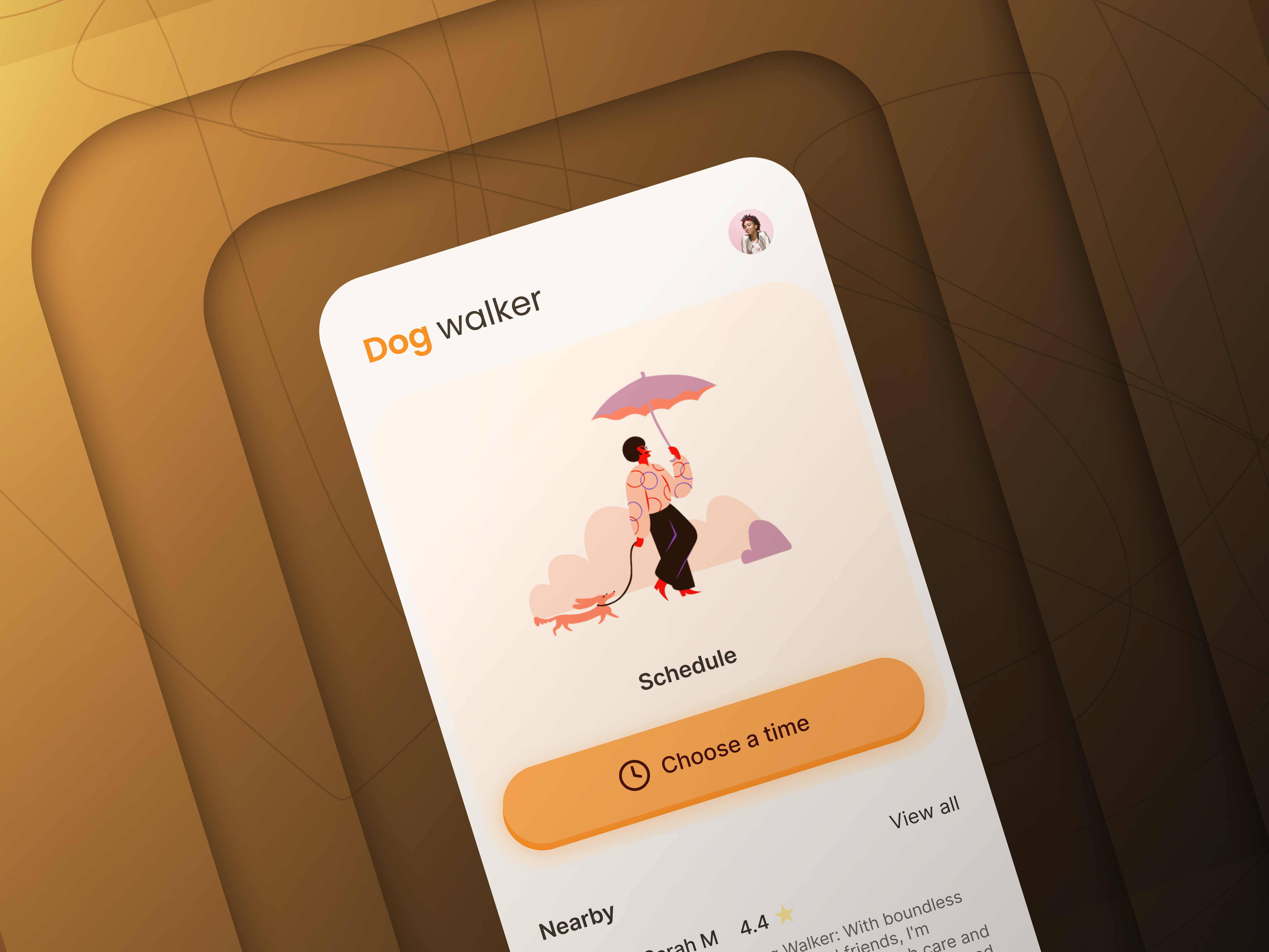 Daily UI : Dog walker app app daily ui design dog walker minimal redesign ui ux