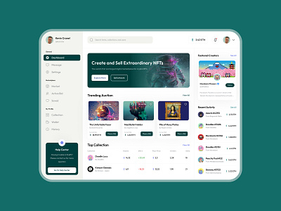 A Dashboard Design Concept beautiful dashboard desgin clean dashboard design graphic design green illustration landing page nft ui uiux ux vector white space