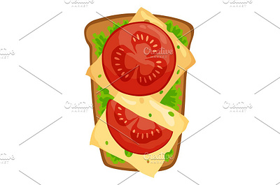 Toasts top view. Cartoon isolated toasted